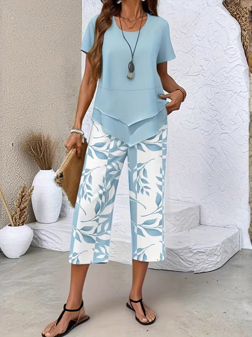 Chic Printed Two-Piece Set