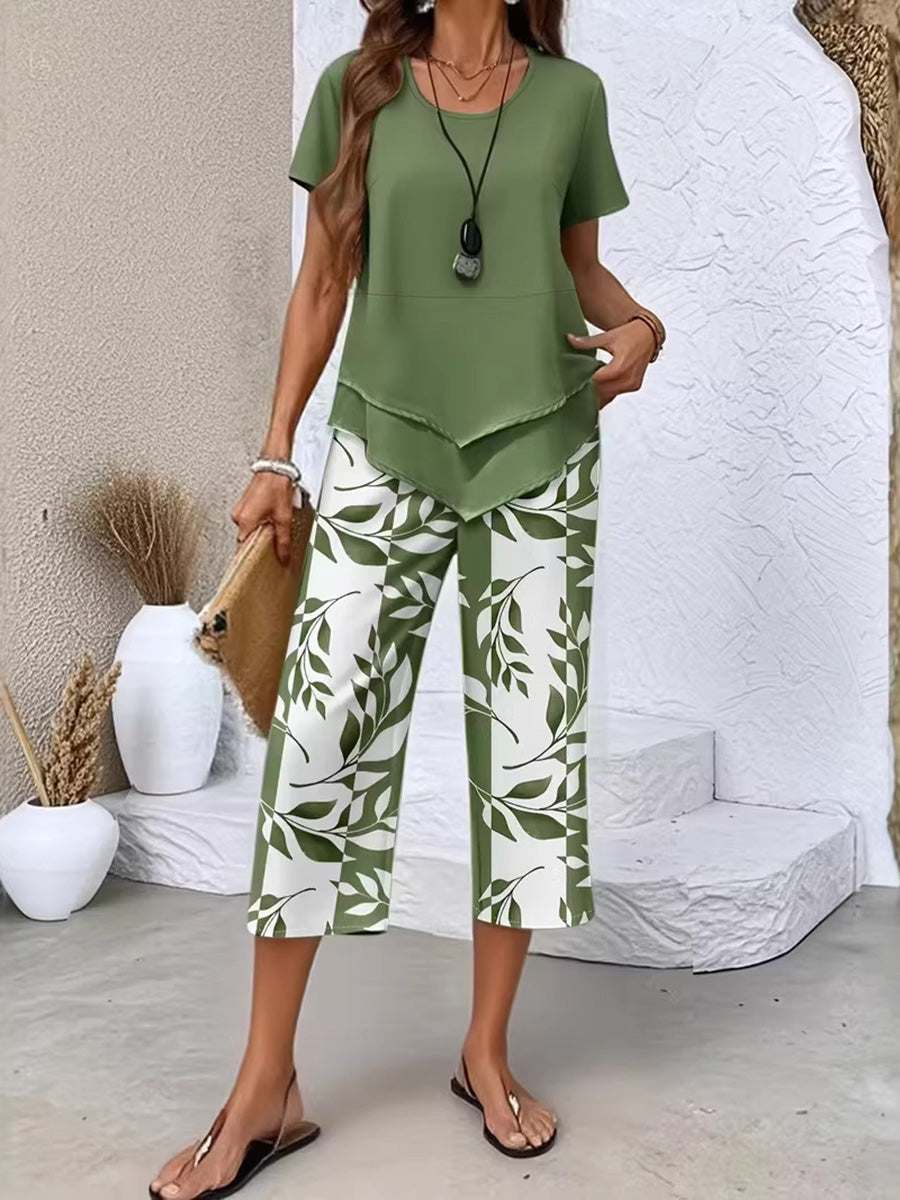 Chic Printed Two-Piece Set