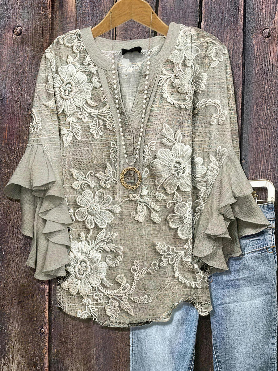 Chic Printed V-Neck Blouse