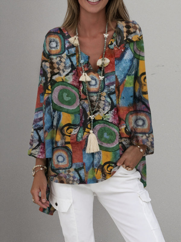 Chic Printed V-Neck Top