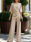 Chic Ruched Top & Wide Leg Pants Set