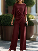 Chic Ruched Top & Wide Leg Pants Set