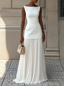 Chic Sleeveless Top & Pleated Dress Set