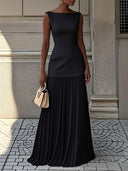 Chic Sleeveless Top & Pleated Dress Set