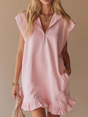 Chic Sleeveless V-Neck Ruffle Hem Dress