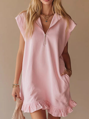 Chic Sleeveless V-Neck Ruffle Hem Dress