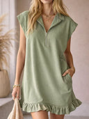 Chic Sleeveless V-Neck Ruffle Hem Dress