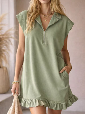 Chic Sleeveless V-Neck Ruffle Hem Dress