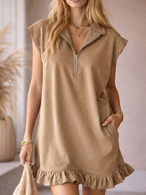 Chic Sleeveless V-Neck Ruffle Hem Dress