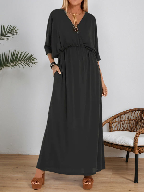 Chic Split V-Neck High-Waist Dress