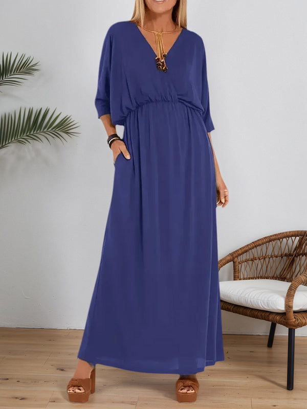 Chic Split V-Neck High-Waist Dress