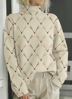 Lässiger Pullover mit Weihnachtsmuster