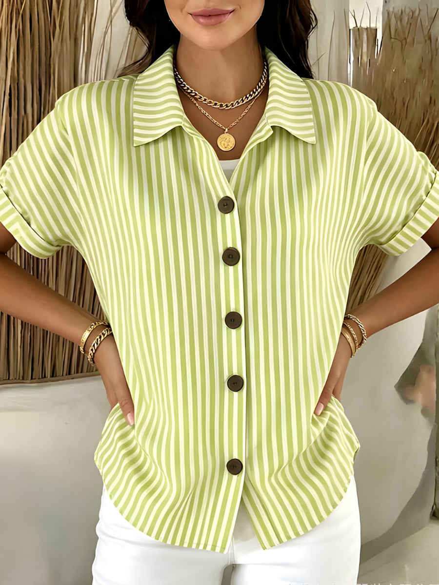 Classic Striped Button-Up Blouse