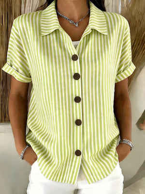 Classic Striped Button-Up Blouse