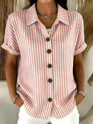 Classic Striped Button-Up Blouse