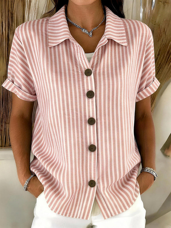 Classic Striped Button-Up Blouse