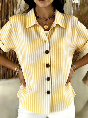 Classic Striped Button-Up Blouse