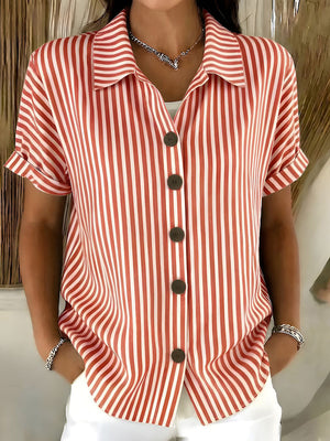 Classic Striped Button-Up Blouse