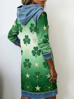 Classic Clover Denim Patchwork Dress