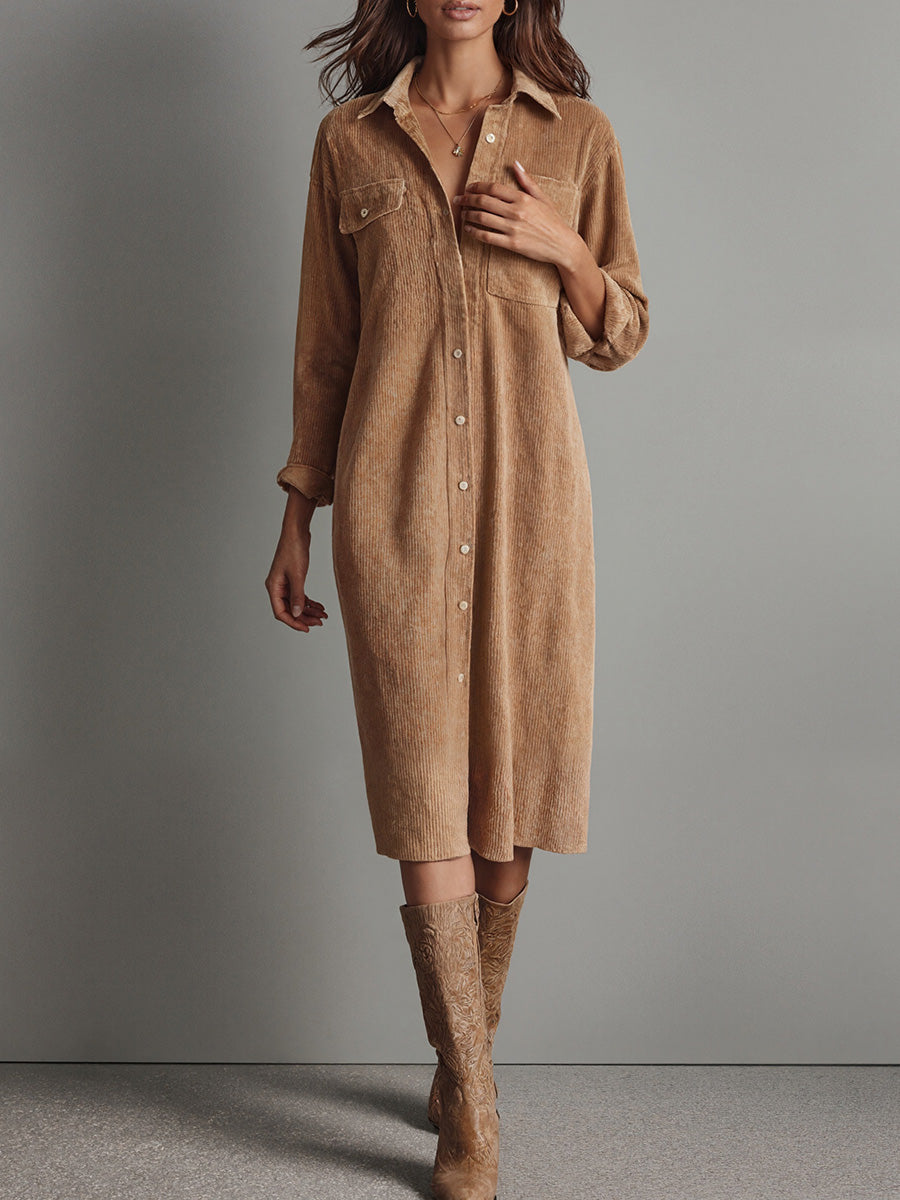 Classic Corduroy Button-Up Midi Dress Classic Corduroy Button-Up Midi Dress