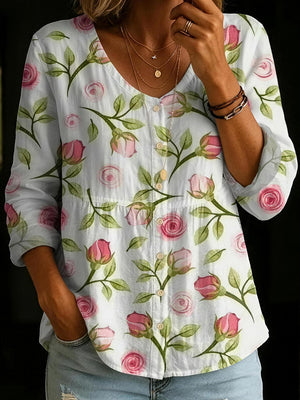 Classic Floral Long Sleeve Blouse