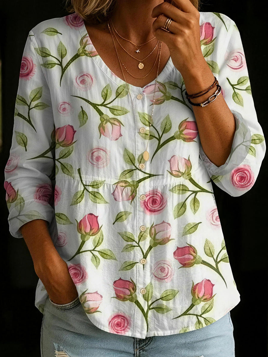 Classic Floral Long Sleeve Blouse
