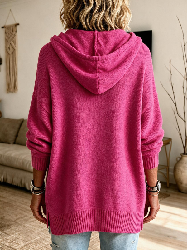 Classic Hooded Zip Knit Cardigan