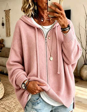 Classic Hooded Zip Knit Cardigan