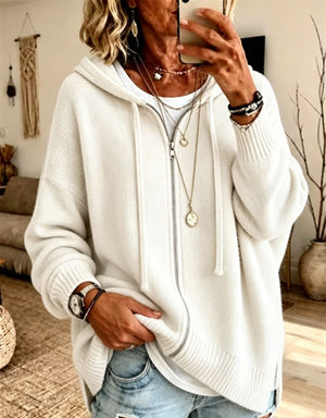 Classic Hooded Zip Knit Cardigan