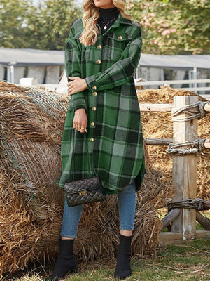 Classic Plaid Longline Trench Coat