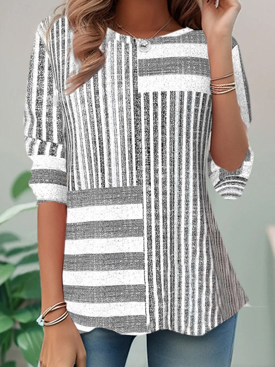 Classic Striped Crew Neck Top