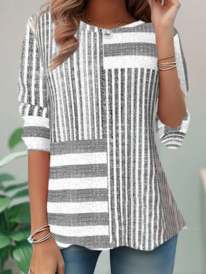 Classic Striped Crew Neck Top