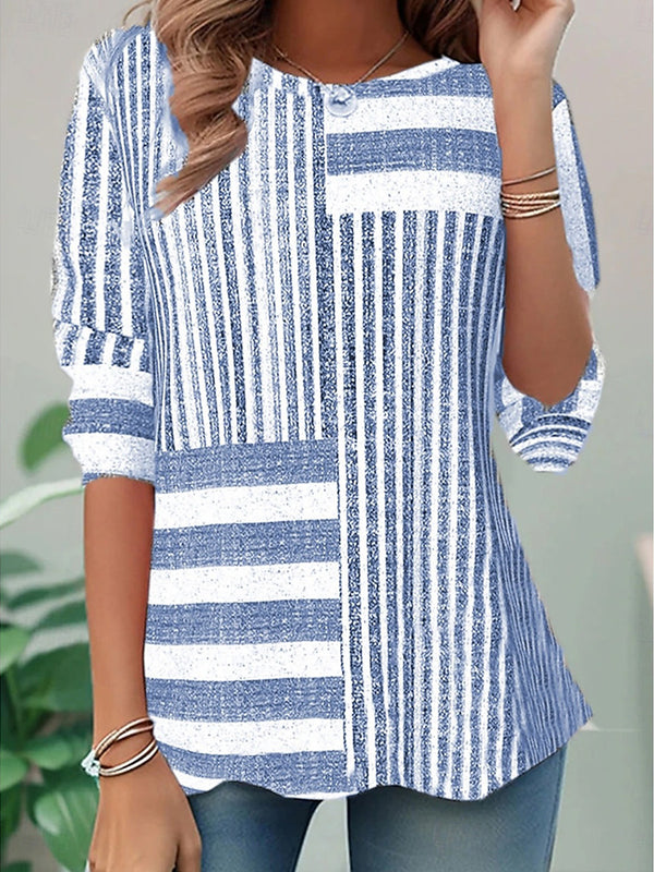 Classic Striped Crew Neck Top