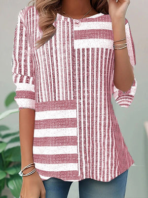 Classic Striped Crew Neck Top