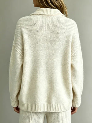 Classic V-Neck Button Front Knit Sweater