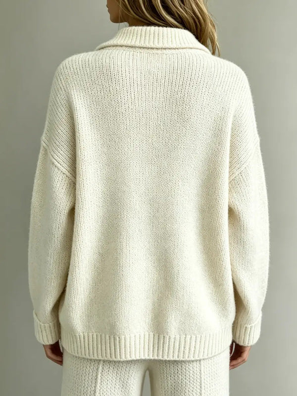 Classic V-Neck Button Front Knit Sweater