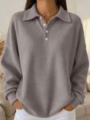 Classic Waffle Long Sleeve Polo Top