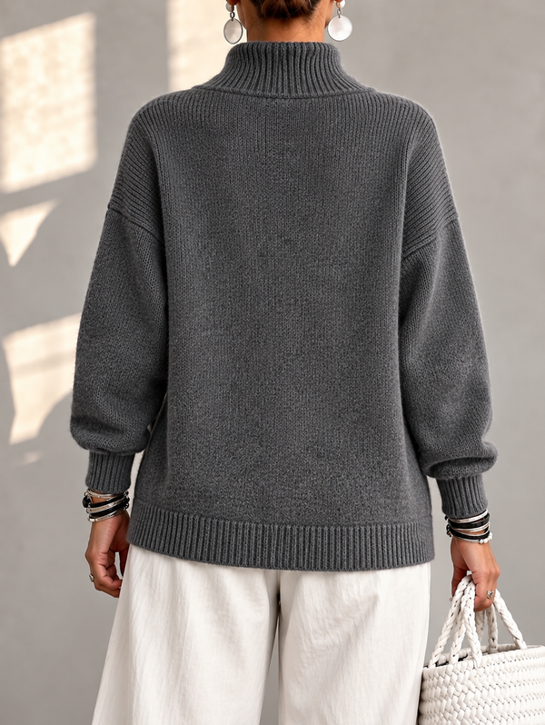 Relaxed Metal Button Two-Way Zip Knit Cardigan