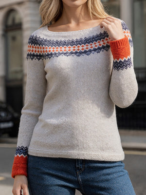 Color-Blocked Round-Neck Sweater