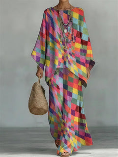 Colorful Print Top & Pants Set
