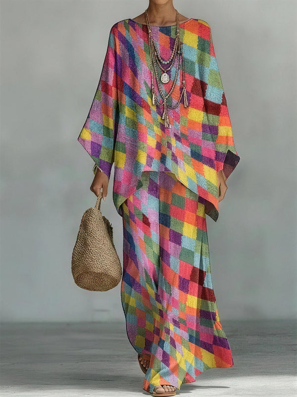 Colorful Print Top & Pants Set