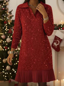 Contemporary Patchwork Pleated Polo Dress