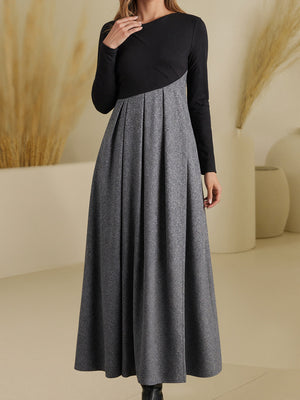 Contrast Panel Maxi Dress