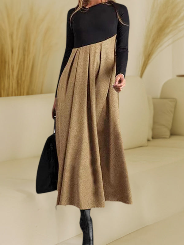 Contrast Panel Maxi Dress