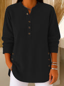 Corduroy V-Neck Button Top