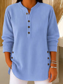 Corduroy V-Neck Button Top