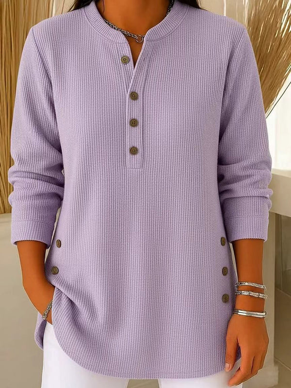 Corduroy V-Neck Button Top