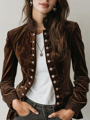 Cozy Fuzzy Coffee Mock Neck Jacket