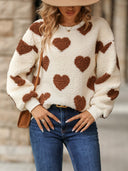 Cozy Heart Print Sweatshirt