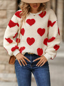 Cozy Heart Print Sweatshirt